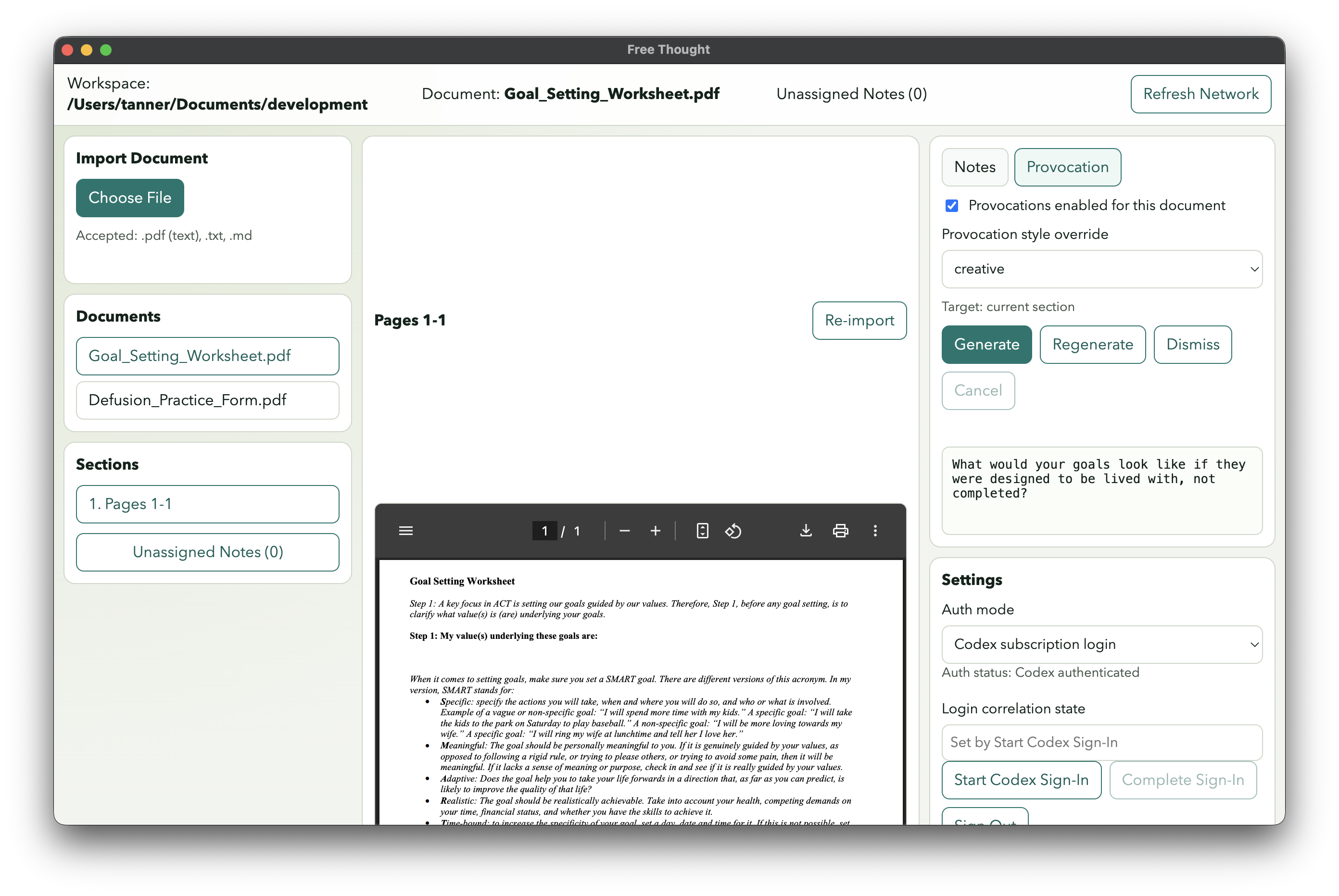Image of initial version of Tool for Thought